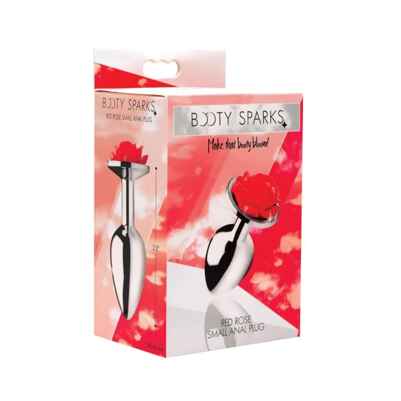 Booty Sparks - anālais spraudnis ar rozes dekori sudraba krāsā