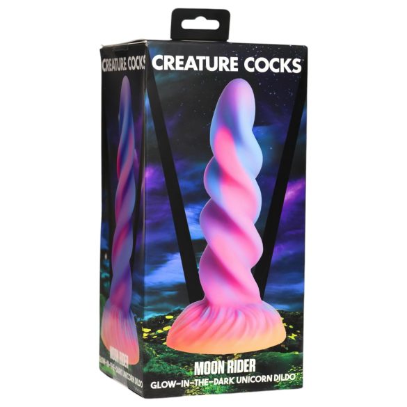 Creature Cocks Mēness Jātnieks - spīdošs vienradzis dildo (violets-rozā)