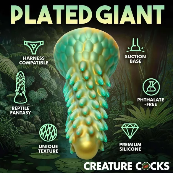 Creature Cocks Stegosaurus - silikona dildo 20cm zaļš