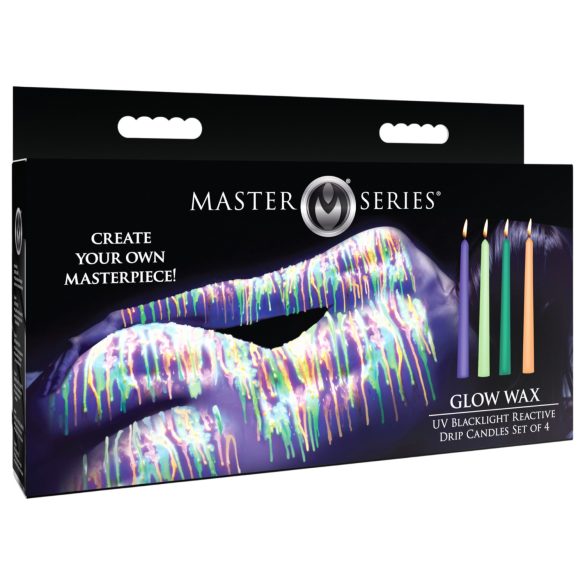 XR Brands - UV reaktīvā BDSM ķermeņa svece krāsaina komplekts 4 gab