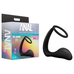   Anal Adventures Platinum - anālais dildo ar dzimumlocekļa gredzenu melns
