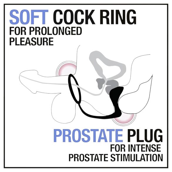 Anal Adventures Platinum - anālais dildo ar dzimumlocekļa gredzenu melns