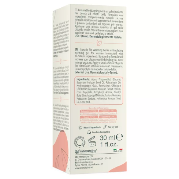Intimateline Luxuria BIO - sildošs uzbudinošs gēls sievietēm (30 ml)