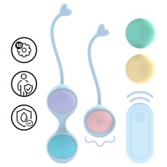   Loveline - vibrējošo geiša bumbiņu komplekts maināms zilā krāsā