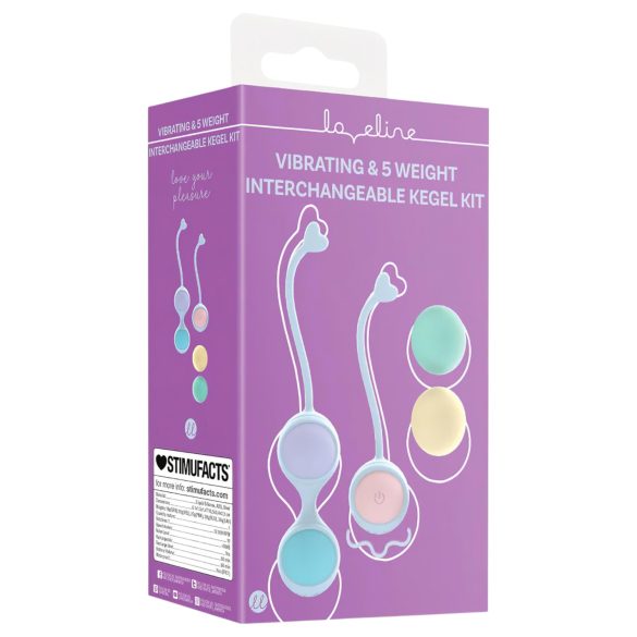 Loveline - vibrējošo geiša bumbiņu komplekts maināms zilā krāsā