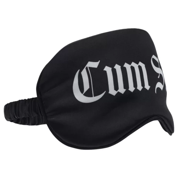 Ouch! - satīna acu maska ar uzrakstu “Cum Slut” (melna)