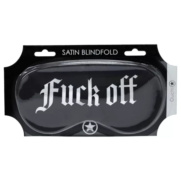 Ouch! - satīna acu maska ar uzrakstu “Fuck Off” (melna)