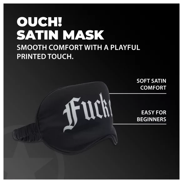 Ouch! - satīna acu maska ar uzrakstu “Fuck Off” (melna)