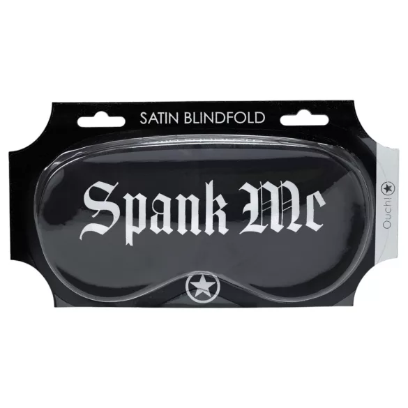 Ouch! - satīna acu maska ar uzrakstu “Spank Me” (melna)