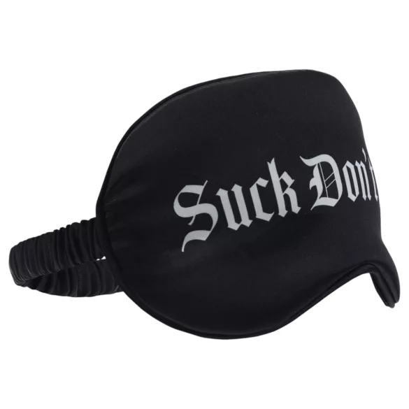 Ouch! - satīna acu maska ar uzrakstu "Suck Don't Bite" (melnā krāsā)