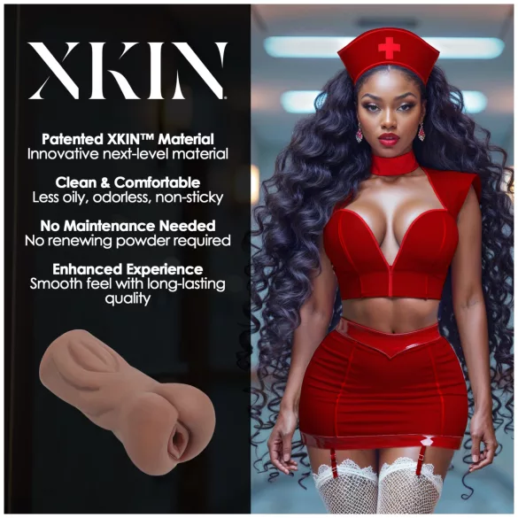 XKIN Naughty Nurse Riley - realistiska mākslīgā vagīna masturbators (tumši dabiska krāsa)