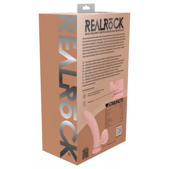 RealRock - dubultas blīvuma reālistisks vibrators (ķermeņa krāsas) - 18 cm