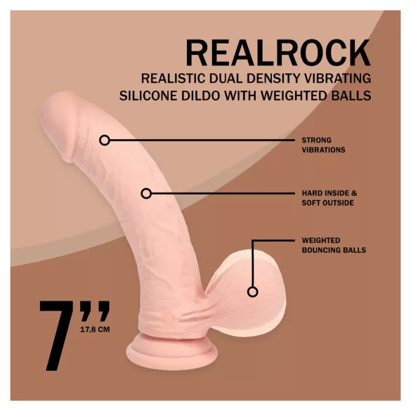 RealRock - dubultas blīvuma reālistisks vibrators (ķermeņa krāsas) - 18 cm