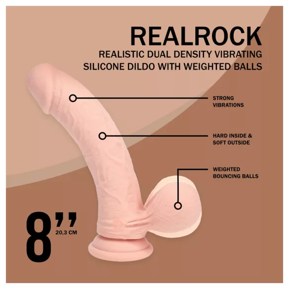 RealRock - dubultas blīvuma realistisks vibrators (ķermeņa krāsas) - 20 cm