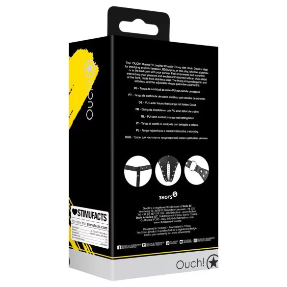 Ouch! - kniedētas šķīstības stringbiksītes ar ķēdi (melnas)