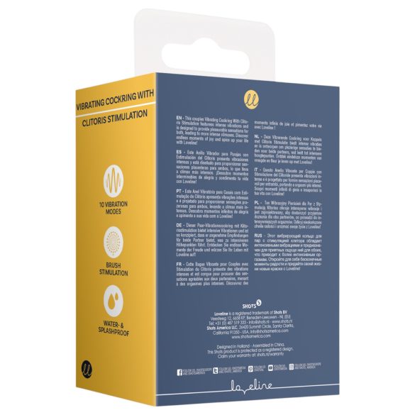 Loveline - vibrējošs erekcijas gredzens ar klitora stimulatoru pelēks