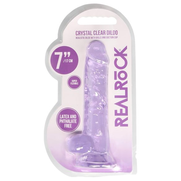 RealRock - caurspīdīgs reālistisks dildo ar piesūcekni violets 17cm