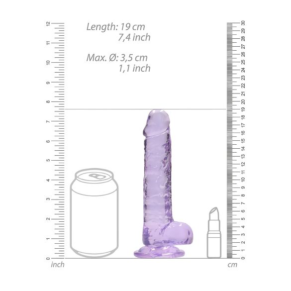 RealRock - caurspīdīgs reālistisks dildo ar piesūcekni violets 17cm