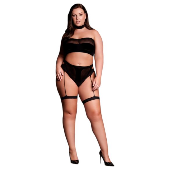 Le Désir Plus Size - 3 daļas apakšveļas komplekts - melns (XL-4XL)
