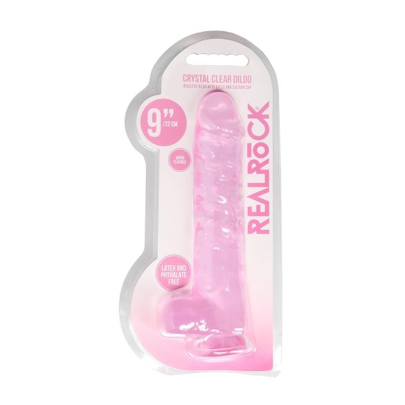 REALROCK - caurspīdīgs dabīgās formas dildo - rozā (22cm)