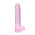 REALROCK - caurspīdīgs dabīgās formas dildo - rozā (22cm)