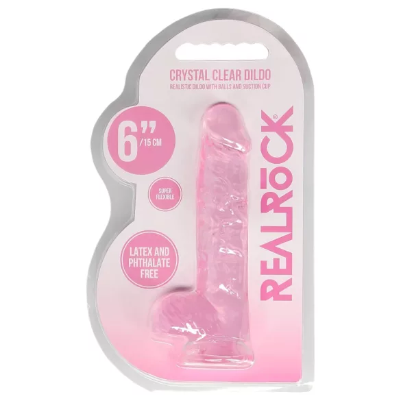 RealRock - caurspīdīgs reālistisks dildo rozā 15 cm