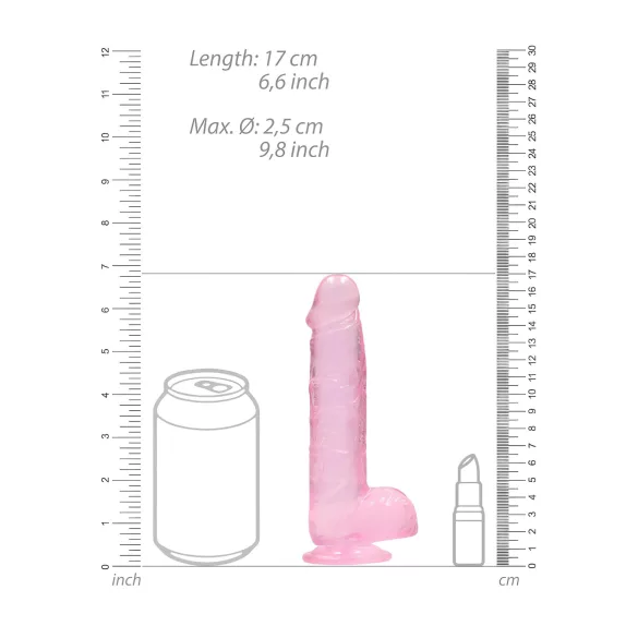 RealRock - caurspīdīgs reālistisks dildo rozā 15 cm