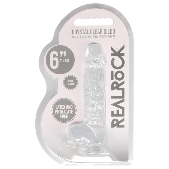 REALROCK - caurspīdīgs reālistisks dildo - caurspīdīgs (15cm)