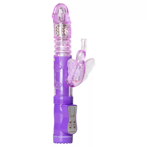Easytoys Butterfly - rotējošs vibrators ar stumjošu funkciju, violets