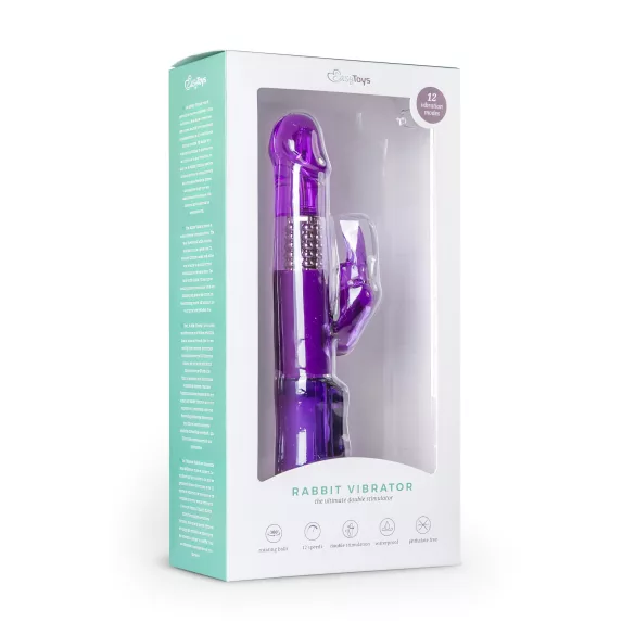 Easytoys vibrators ar rotējošām bumbiņām un klitora stimulatoru violets