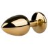 Easytoys anālais plug ar violetu akmeni metāla zelta 2,5 cm