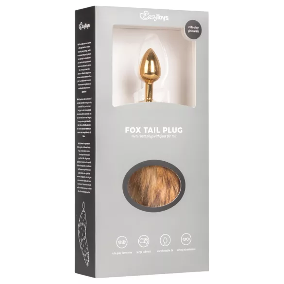 Easytoys Fox NO1 - metāla anālais plug ar lapsas asti zelta-sarkans