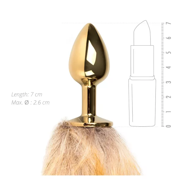 Easytoys Fox NO1 - metāla anālais plug ar lapsas asti zelta-sarkans