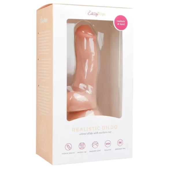 Easytoys - dildo ar piesūcekni un sēkliniekiem 15 cm naturāls
