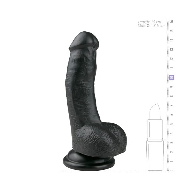 Easytoys - dildo ar stiprinājumu un sēkliniekiem 15cm melns