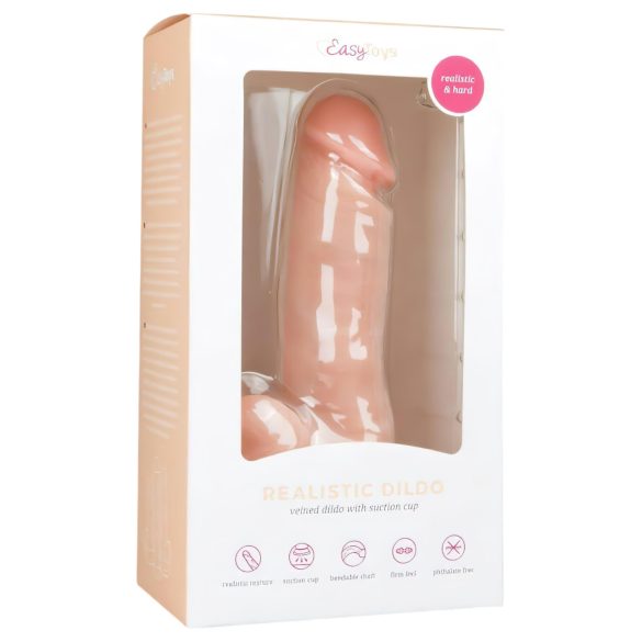 Easytoys - dildo ar piesūcekni un sēkliniekiem 17,5 cm naturāls
