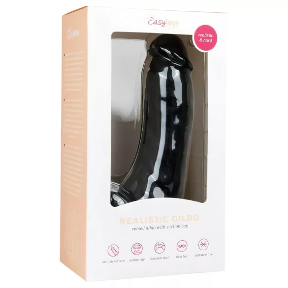 Easytoys - piesūcekņa dildo ar sēkliniekiem 20 cm melns