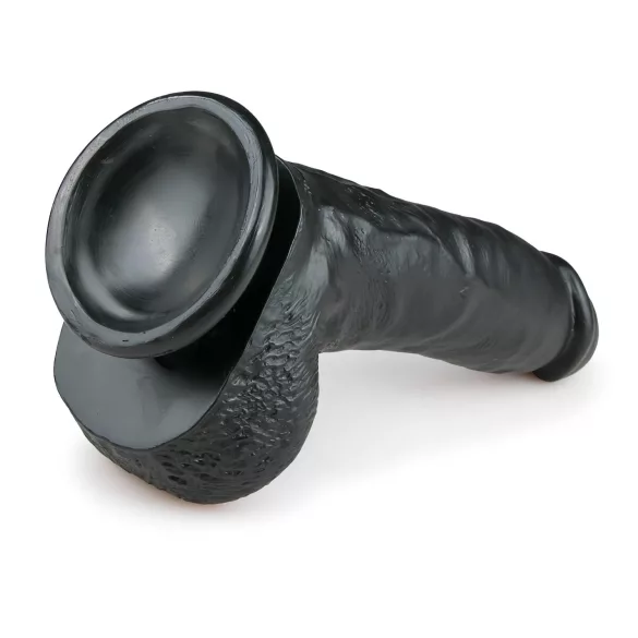 Easytoys - piesūcekņa dildo ar sēkliniekiem 20 cm melns
