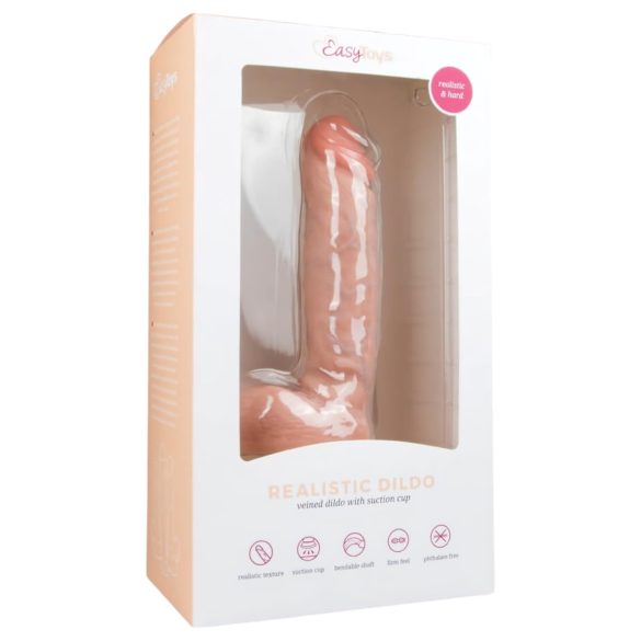 Easytoys - piesūcekņa dildo ar sēkliniekiem (22,5 cm) - dabīgs