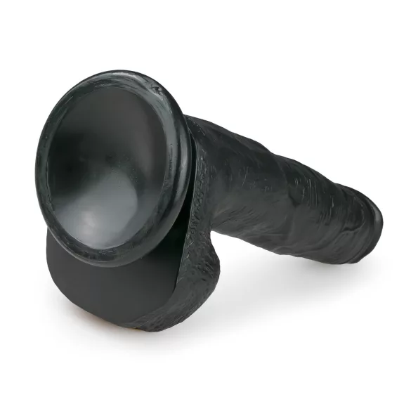 Easytoys - dildo ar piesūcekni un sēkliniekiem 22,5cm melns