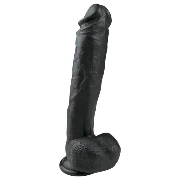 Easytoys - piesūceknis, sēklinieku liels dildo (26,5cm) - melns