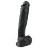 Easytoys - piesūceknis, sēklinieku liels dildo (26,5cm) - melns