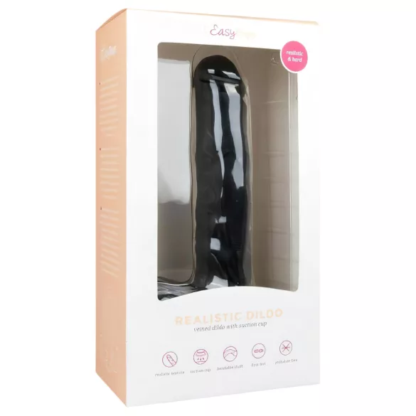 Easytoys - dildo ar piesūcekni un sēkliniekiem 26,5 cm melns