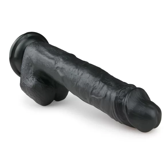 Easytoys - dildo ar piesūcekni un sēkliniekiem 26,5 cm melns