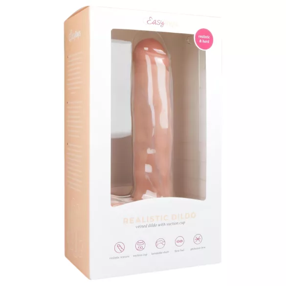 Easytoys - dildo ar stiprinājumu un sēkliniekiem 29,5 cm naturāls