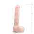 Easytoys - dildo ar stiprinājumu un sēkliniekiem 29,5 cm naturāls