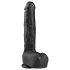 Easytoys - reālistisks dildo ar sēkliniekajiem un piesūcekni 29,5 cm melns
