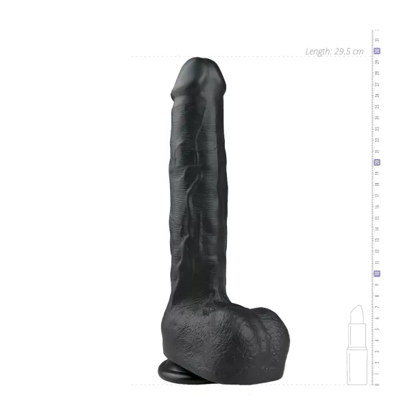 Easytoys - reālistisks dildo ar sēkliniekajiem un piesūcekni 29,5 cm melns