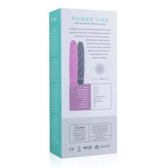 Easytoys Power Vibe - vibrators ar vītņveida silikona stieni melns