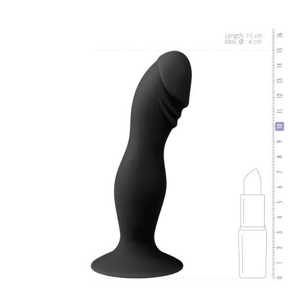 Easytoys - dildo ar galviņu un piesūcekni melns